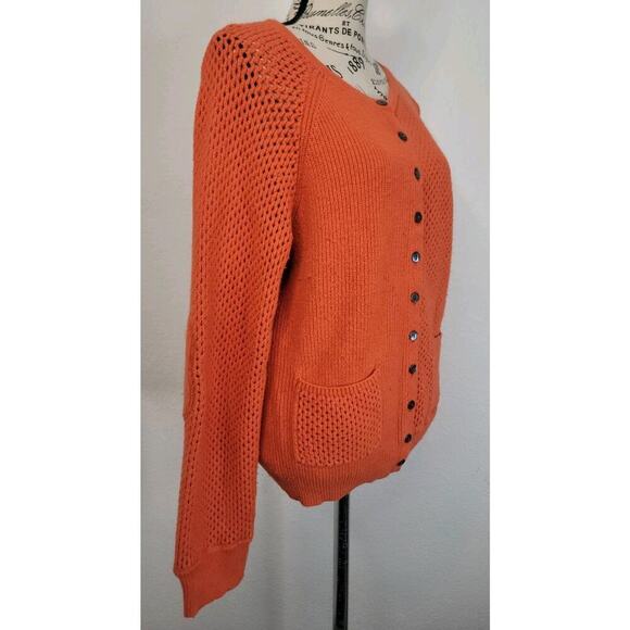Sundance Sweater Womens Sz Large Rabbit Hair Blend Orange Button Pocket Cardigan - Picture 3 of 8